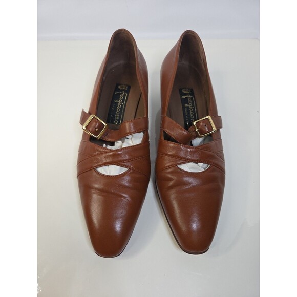 Fragiacomo Shoes Wmn 38 Cognac Leather Mary Jane Academia Librarian Granny - Picture 8 of 12